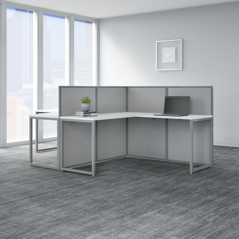Poste de travail en L Easy Office, Blanc pur