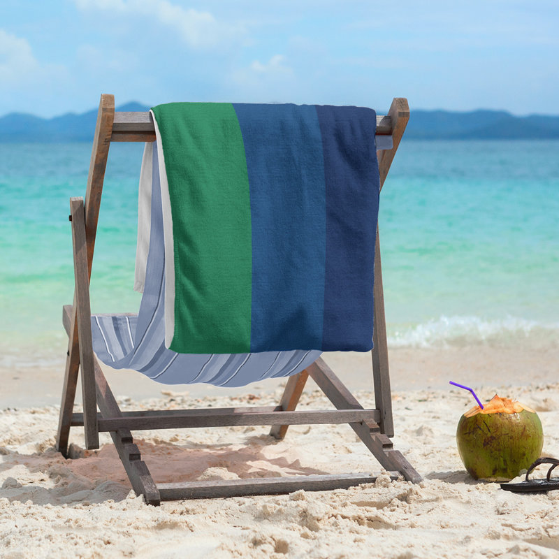 Vancouver Lightweight Beach Towel, Green/Dark Blue/Blue, Microfiber
