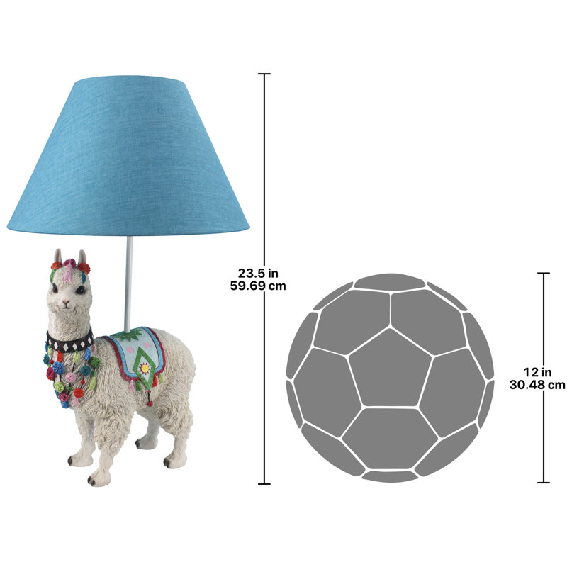 Blue Alpaca Sculptural Table Lamp with Fabric Shade