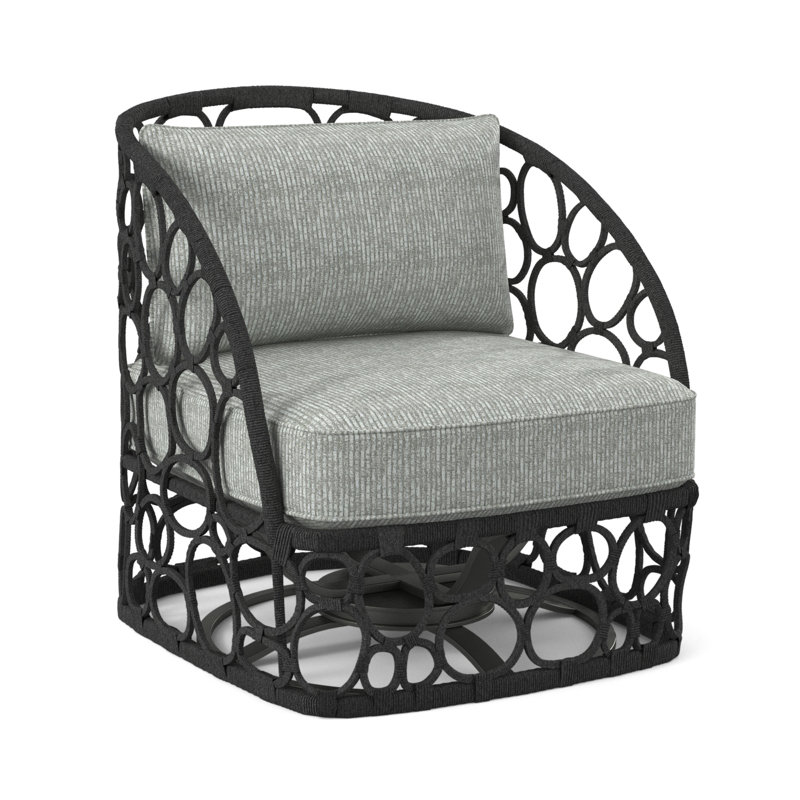 Bali Swivel Patio Chair with Cushions, Cream Outdoor Poly 6070-002, Lava