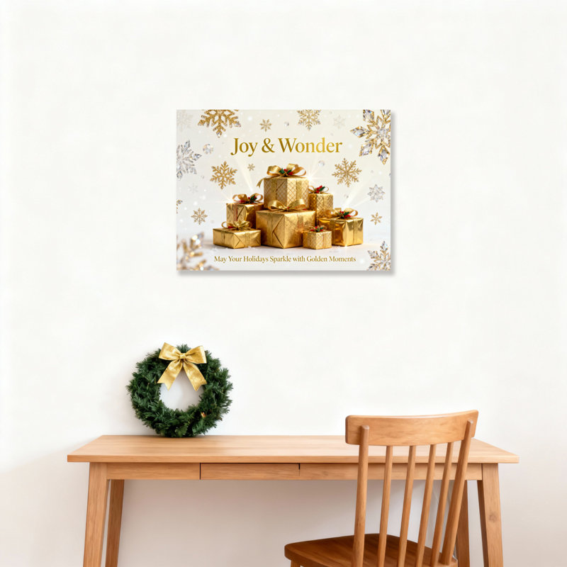 Joy and Wonder Gold Christmas Boxes Snowflakes, H 12 po x l 18 po