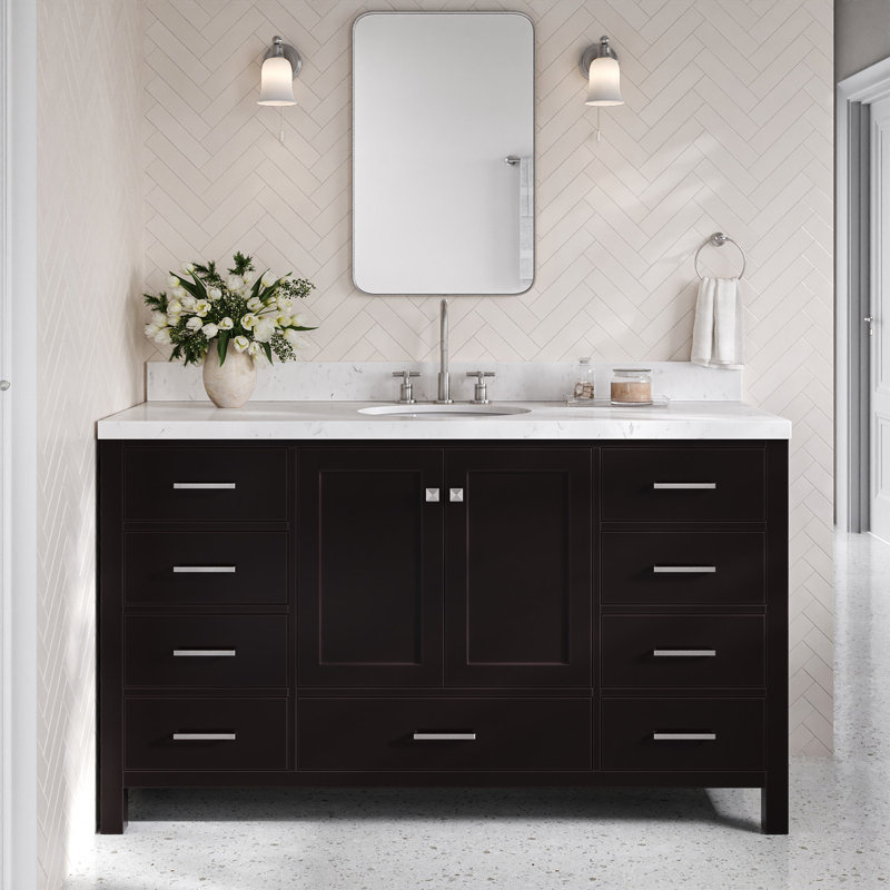 Ensemble de meuble-lavabo simple 60 "60", Oval, Espresso