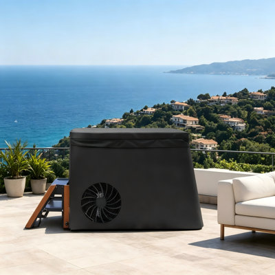Baignoire froide 1HP Chiller avec stérilisation à l'ozone, couvercle Oxford isolé et marche en bois pour la thérapie de récupération dans la cour arrière