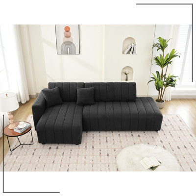 Upholstered 55.69 " Wool Sofa & Chaise