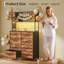12-Drawer Dresser with Power Outlet & Open Shelves - LED Light Wood Top Metal Frame Fabric Dresser for Bedroom, Hallway, Living Room-1939120363