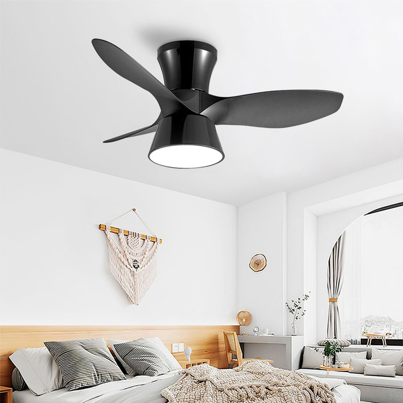 Ventilateur de plafond encastré noir Sirius avec ampoules DEL et télécommande, 32"