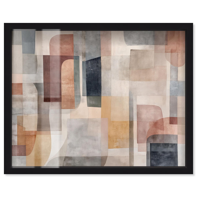 «Liminal Shapes I Shadowbox Print Midcentury» par Art Remedy, H 17 po x l 21 po, Noir