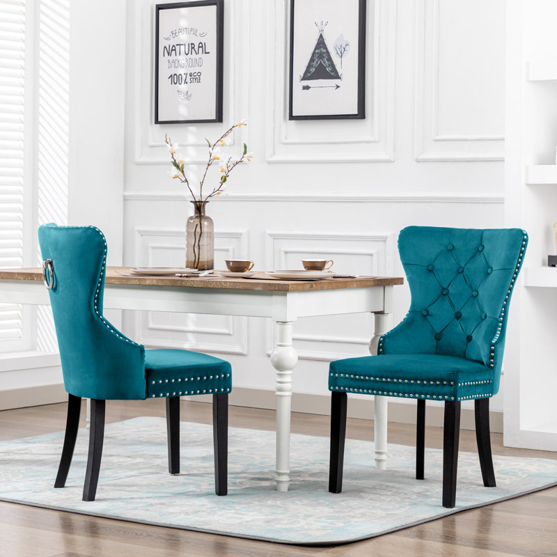 Chaise parsons rembourrée en velours Kirsten, Sarcelle