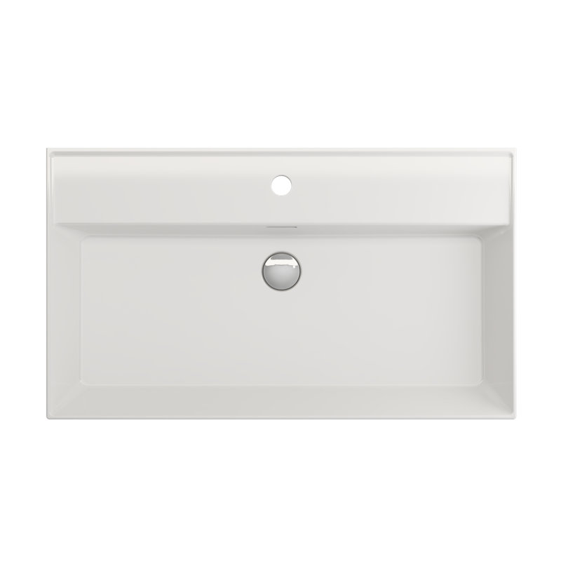 Milano 31.69'' L Bathroom Sink, White, Single-Hole