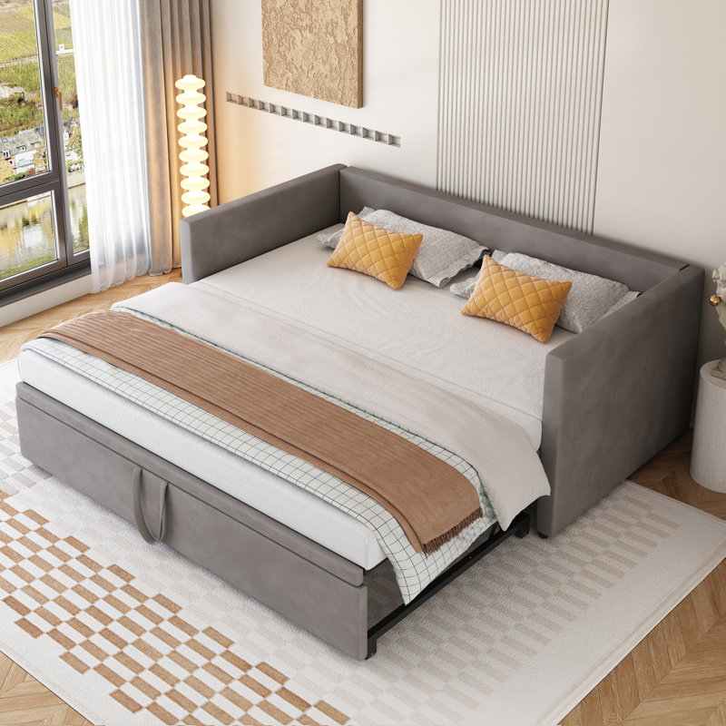 Borchert 2 Seater Fabric Sofa Bed, Grey