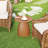 Round Patio Side Table, Metal Steel Outdoor Side Table, Patio Accent End Table-1450385996