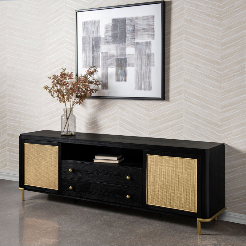 Meuble télé Fayea, Black/Natural/Aged Brass