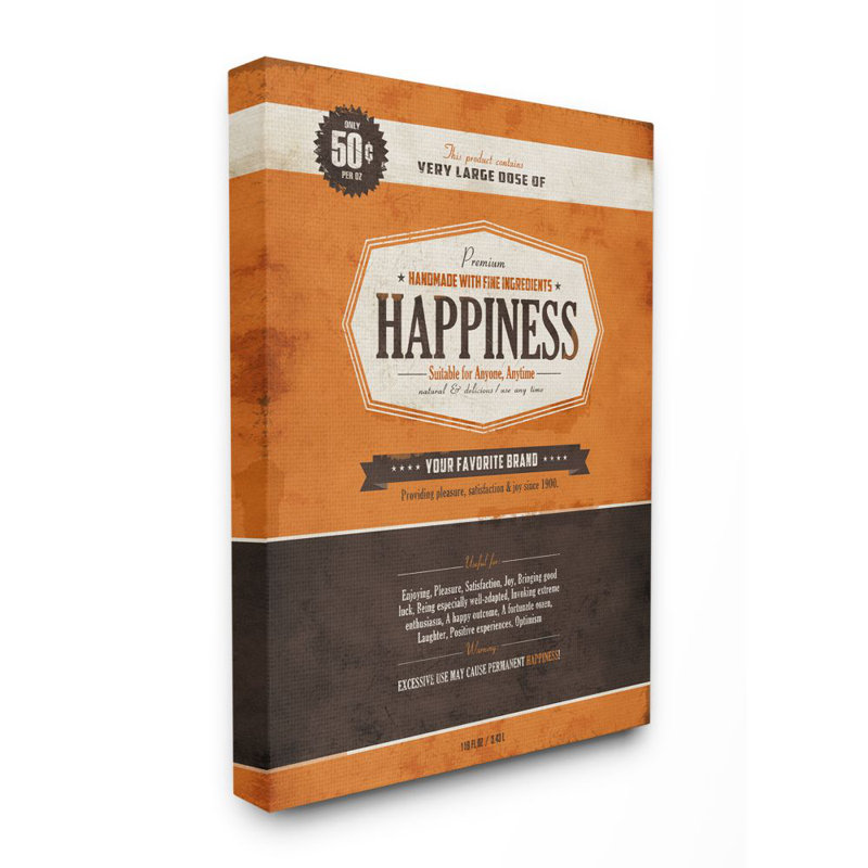 «Premium Happiness Inspirational Vintage Comic Book Design» par Ester Kay - reproduction d'art textuel sur toile