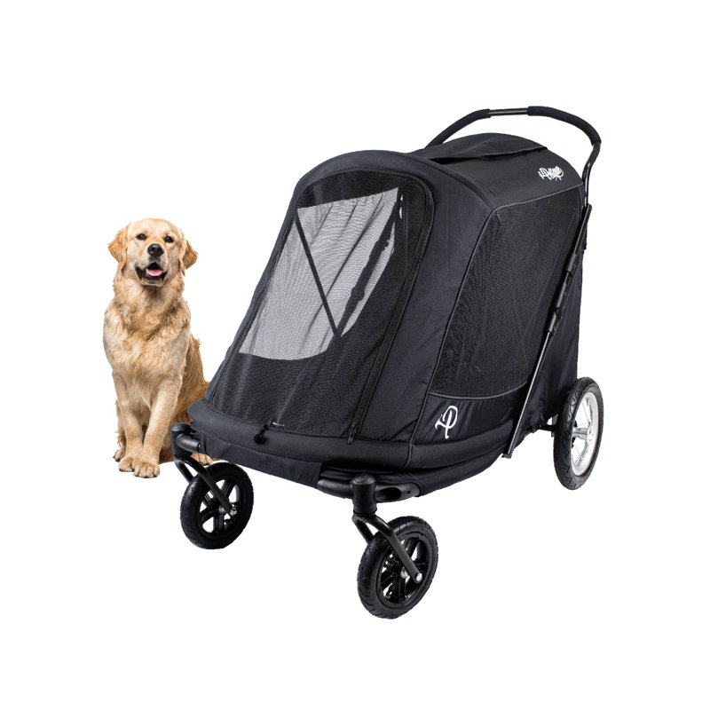 Petique - New & Improved Apollo Elite Light Wt. Pet Stroller For Large, Senior, Disabled& Multiple Pets; Bult-In Sturdy Ramp, Low To Ground, Air Tires, Convertible Canopy, Supports Up To 133 Lbs.