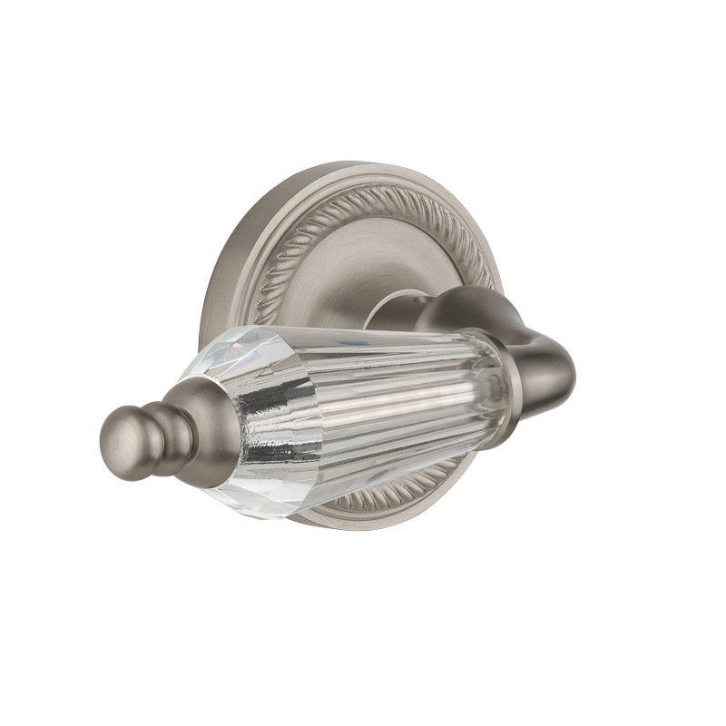 Rope Rosette Passage (Hall & Closet) with Parlour Lever, Satin Nickel, 2.375"
