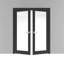 Portes doubles françaises robustes en verre clair Lucia 2166, cadre en bois massif noir mat, panneaux et moulures, idéales pour une chambre ou un dressing. Dimensions : 152 x 213 cm (2 x 76 x 213 cm).-87388777