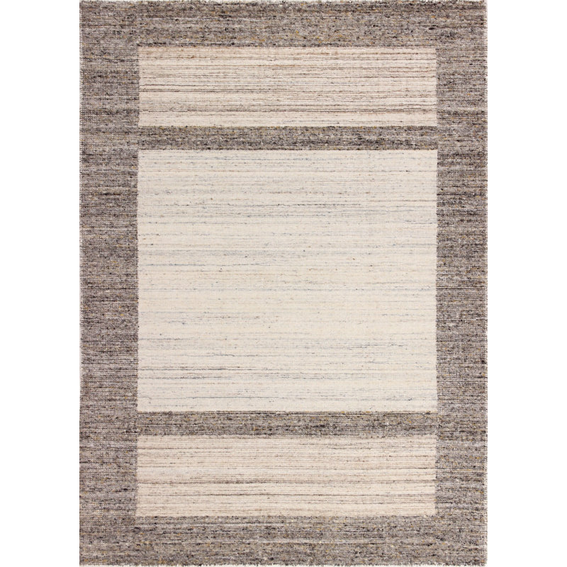 Handmade Ivory Wool & Synthetic 5' x 7' Easy Care Area Rug