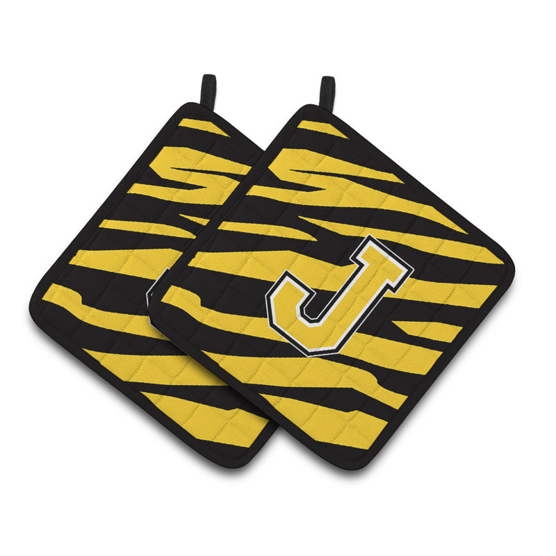 Tiger Stripe Potholder, Or noir, J