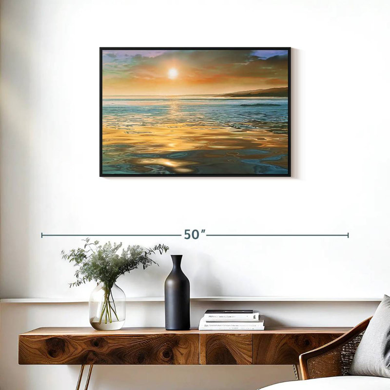 Calme du soir océan, Cadre flottant noir, 31 po x 21 po