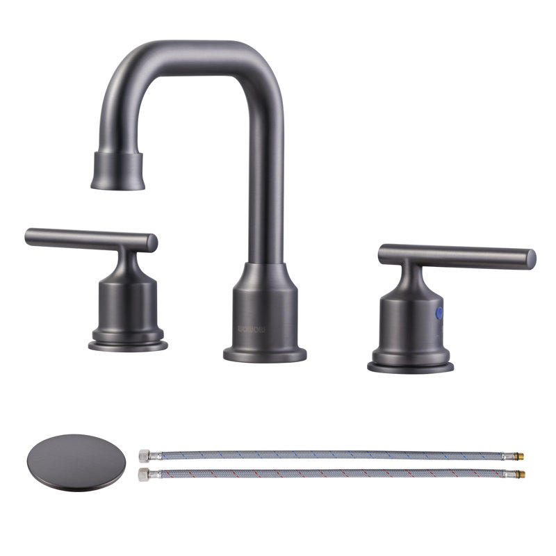 2-handle Bathroom Faucet with Drain Assembly, Brushed Gray