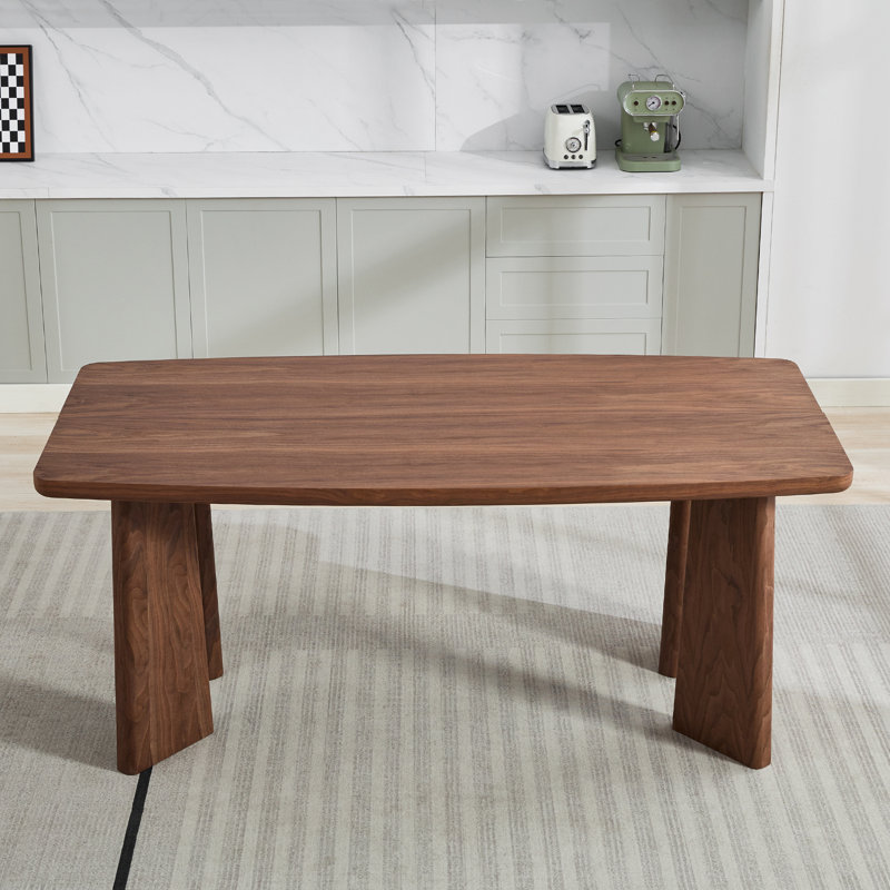 70.87" W 6-Person Rectangular Solid and Manufactured Wood Dining Table, Walnut