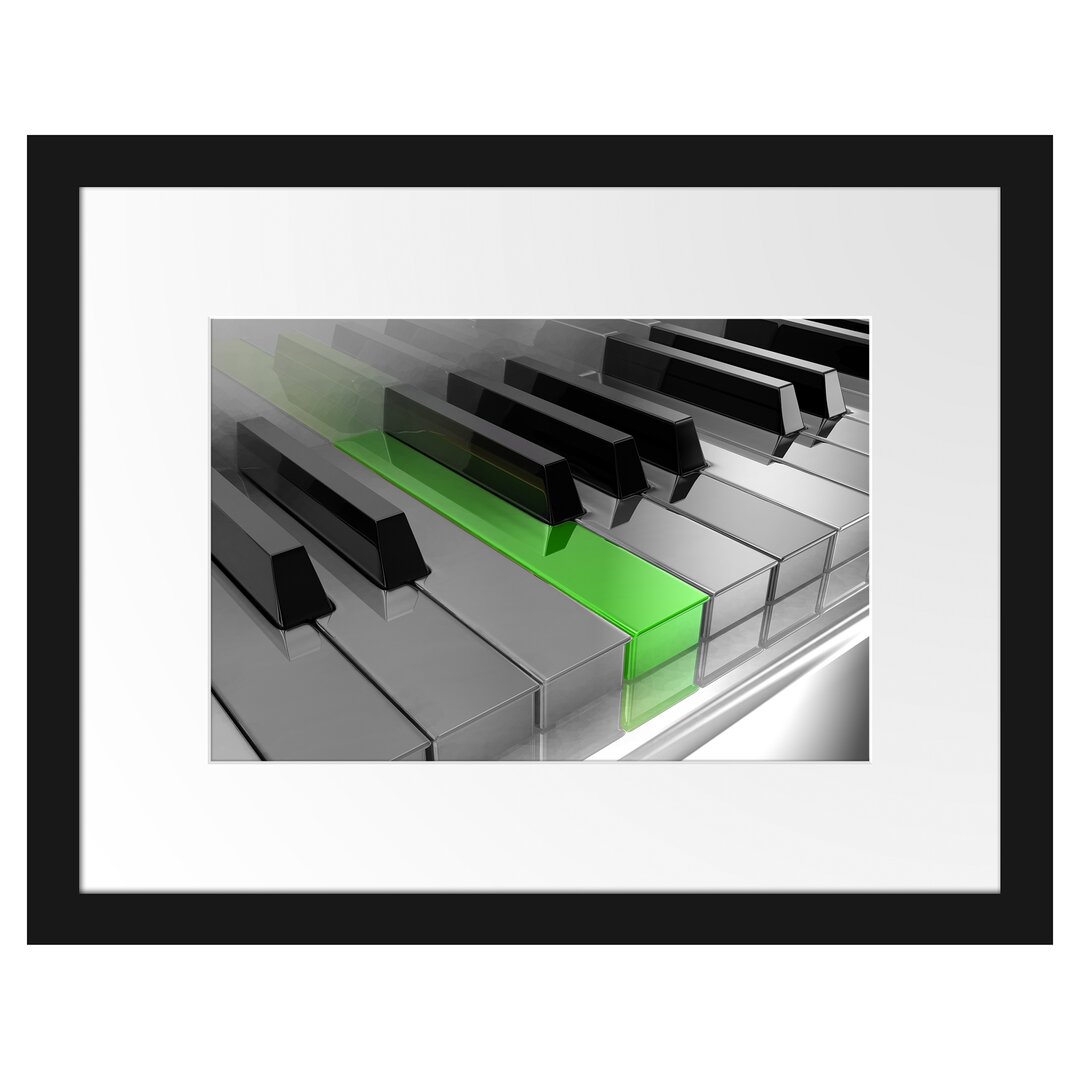 Gerahmtes Poster Piano Green Klaviertasten