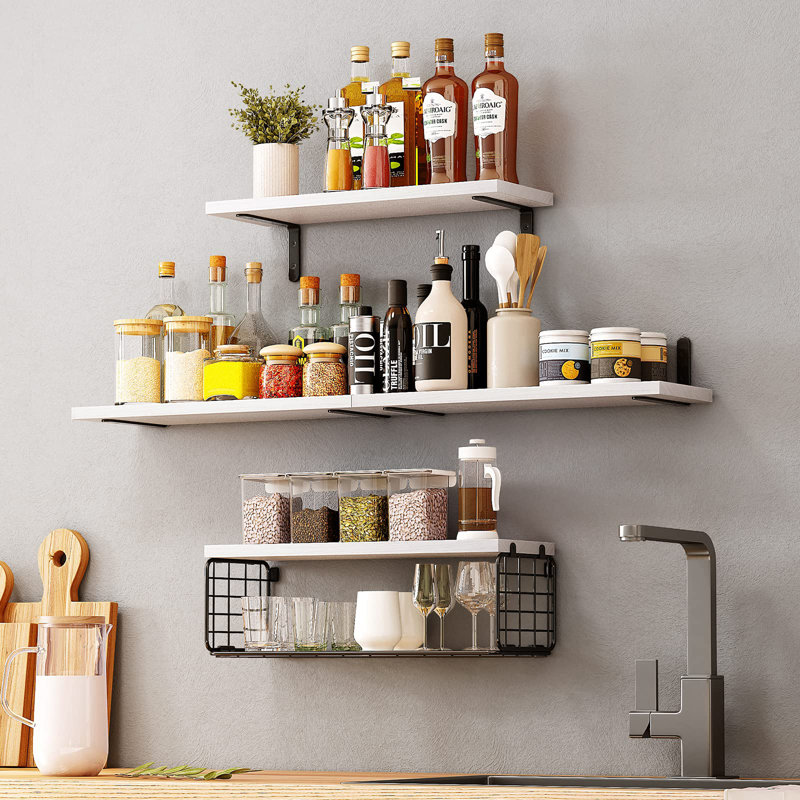 Floating Shelf, White/Black