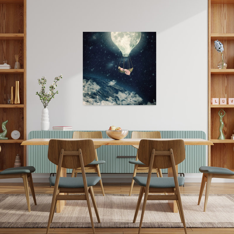 La lune me transporte abstrait, art urbain contemporain, H 36 po x l 36 po