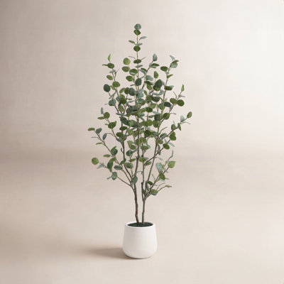 Adalia Artificial Eucalyptus Tree in White Planter