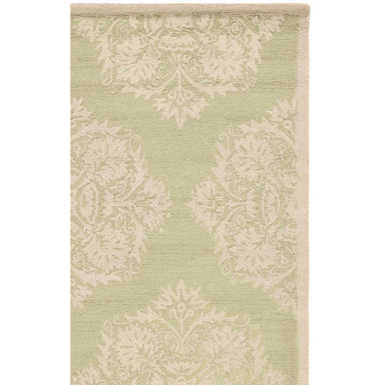 Hollander Floral Hand-Hooked Wool Green Area Rug