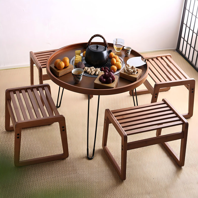 Foyer de table rond 24,02 po au charbon de bois et bambou