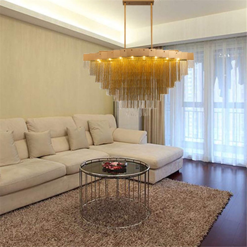 Lustre Kelly, H 32 po x l 24 po x P 24 po, Nickel brossé, Nickel brossé