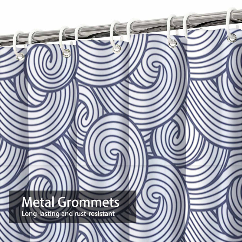 Rideau de douche imperméable à l'eau avec 12 crochets Wind & Wave, L 72 po x l 72 po