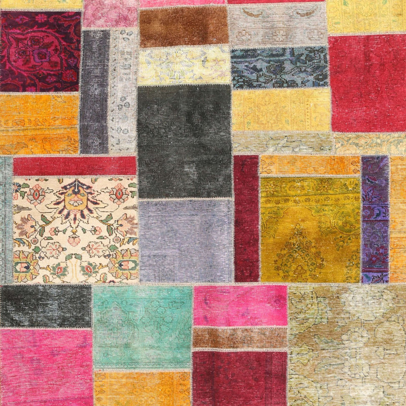 Tapis rouge / jaune / vert Swinsley, Carré 3 pi