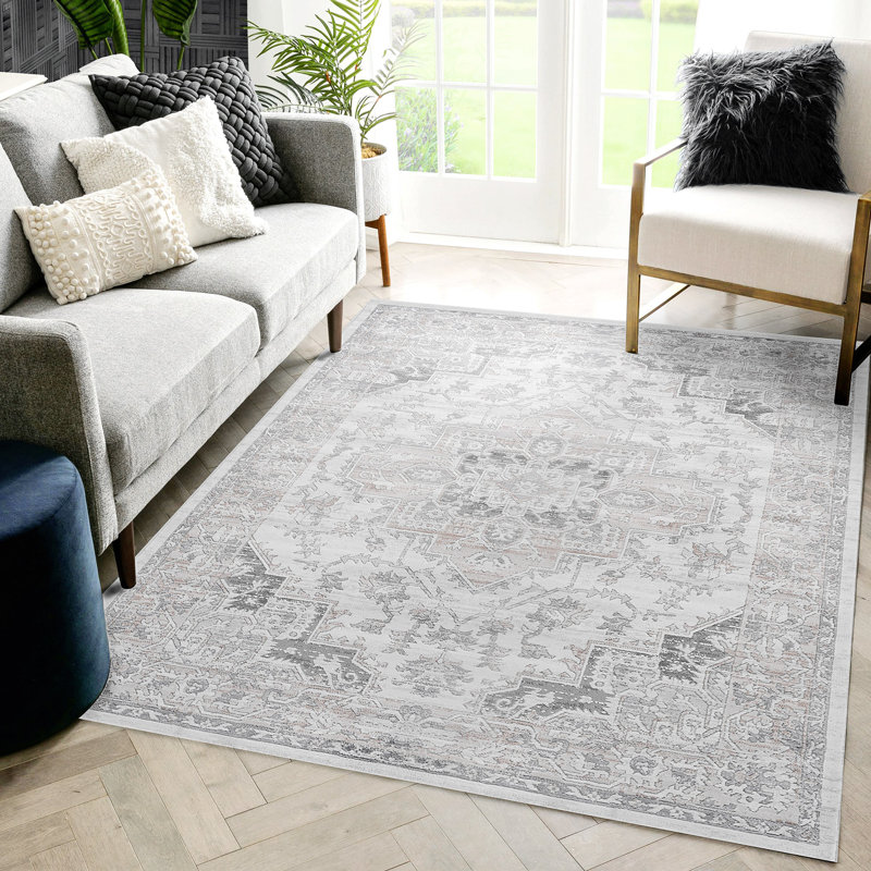 Tapis ivoire / beige / oriental, Rectangle 5 pi 3 po x 7 pi 6 po