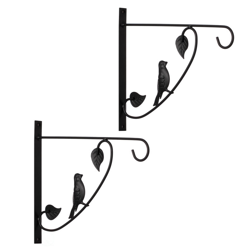 Decorative Black Metal Bird Wall Planter Hook