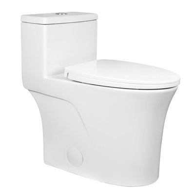 Deervalley One Piece Elongated Toilet, 1/1.28 GPF  Dual Flush Rimless Bowl White Toilet With  ADA Comfort Seat Height (Seat Included)
