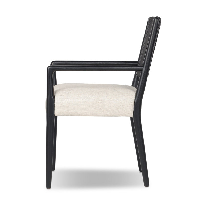 Rothler Dining Armchair-Alcala Wheat, Black Brushed Ash, Essence Natural