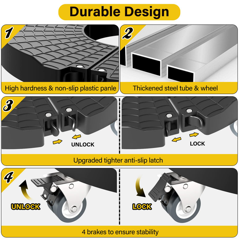 Support pour plante robuste avec roues, support réglable pour plantes 15-22 avec roulettes verrouillables 440LBS, support à roulettes / chariot / rouleau pour grande jardinière intérieure / extérieure, pot de fleurs, noir