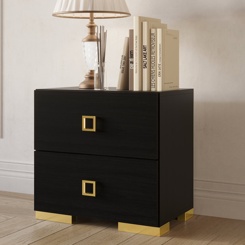 Titian Manufactured Wood Nightstand, Black, 1