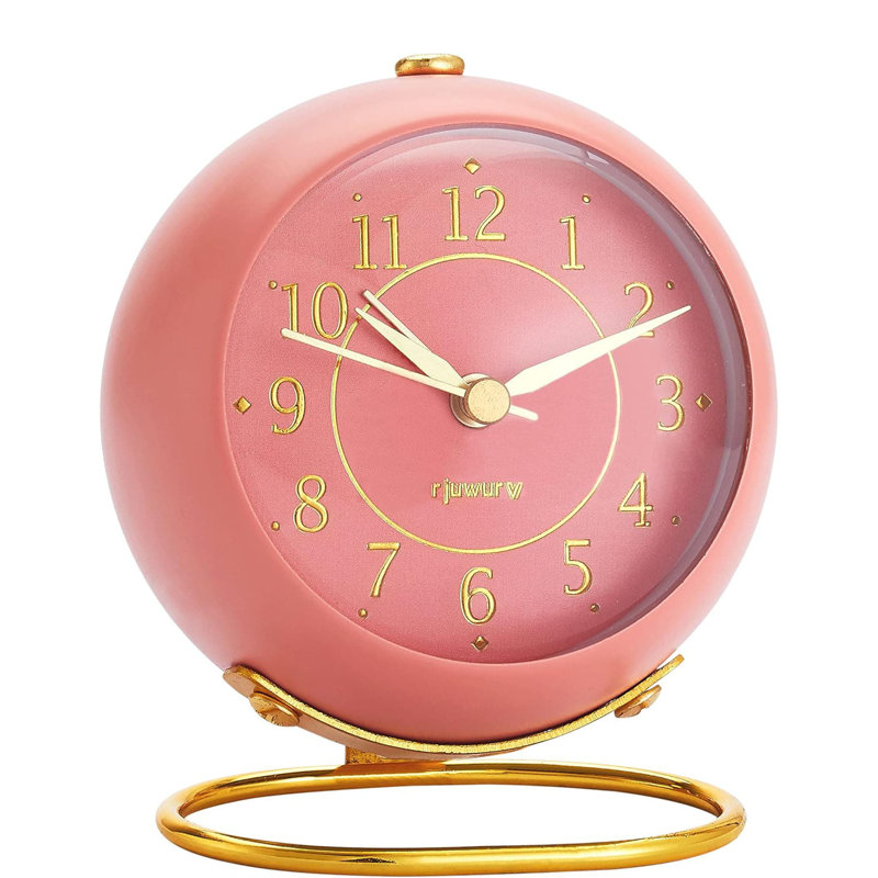 Analogue Metal Electric Alarm Tabletop Clock Gray