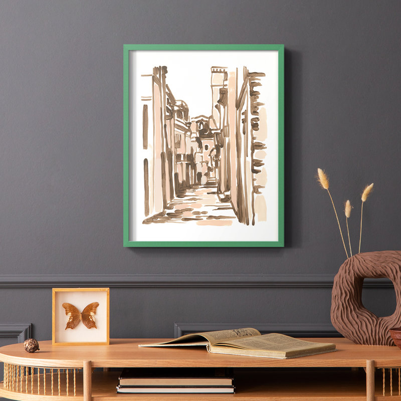 Blush Architecture Study VI Framed Print - Solid Wood, Green, 10" H x 8" W
