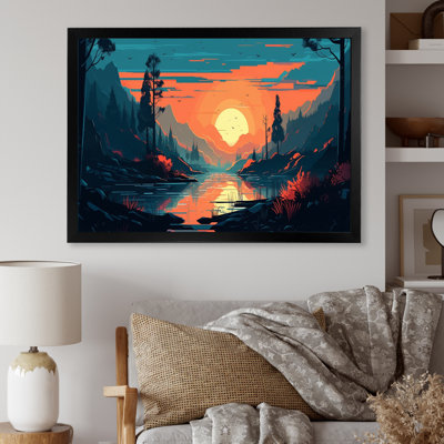 Magnifique soleil couchant sur les arbres I - reproduction