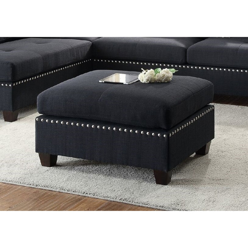 3 pièces Canapé modulaire avec coussins réversibles, Tissu noir