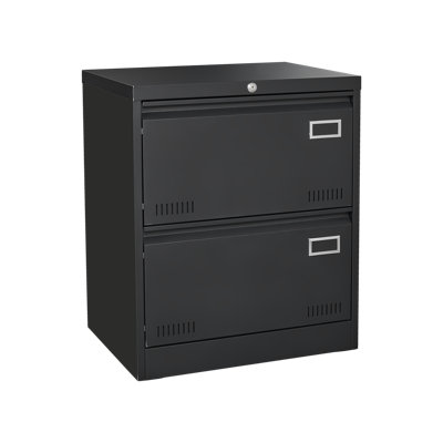 2-drawer Metal Lateral File Cabinet (black) – Locking Design For Home/office, Fits Legal/letter/a4 Sizes, Widened Drawers For Organized Document Stora by 17 Stories