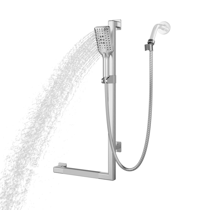 Seville Slide Bar Slip Resistant ADA Compliant 500 lb Weight Capacity Slide Bar with Multi-function Handshower Right, Chrome