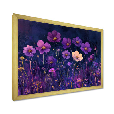 Insco Wildflower mauve minuit Bloom V - art mural fleurs sauvages