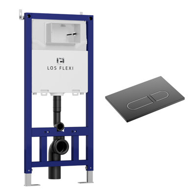 Porte-réservoir de toilette encastré Los Flexi avec chasse double 0,8 / 1,6 GPF et hauteur réglable, avec plaque de chasse incluse