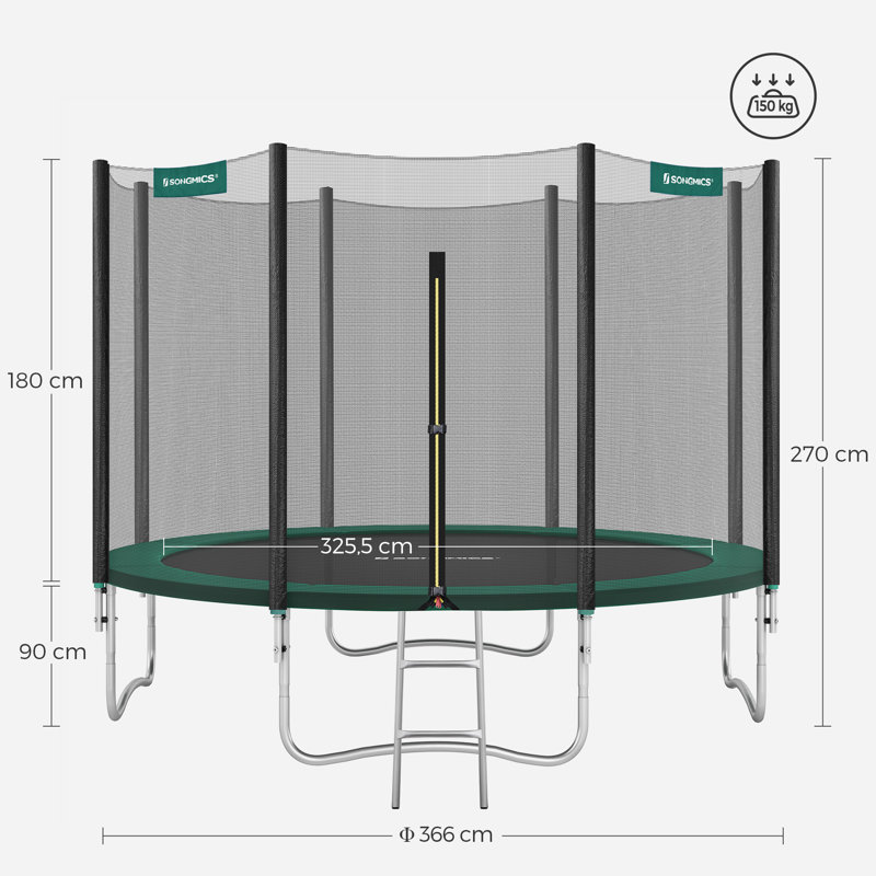 Songmics 366cm Round Backyard Trampoline with Safety Enclosure
