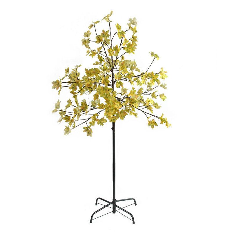 Arbre artificiel à feuilles d'érable jaune 5 pi pré-éclairé 5 pi avec lumières DEL